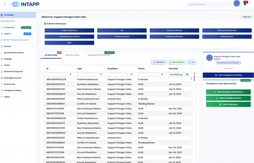 Intapp Employee Compliance Screenshot 1