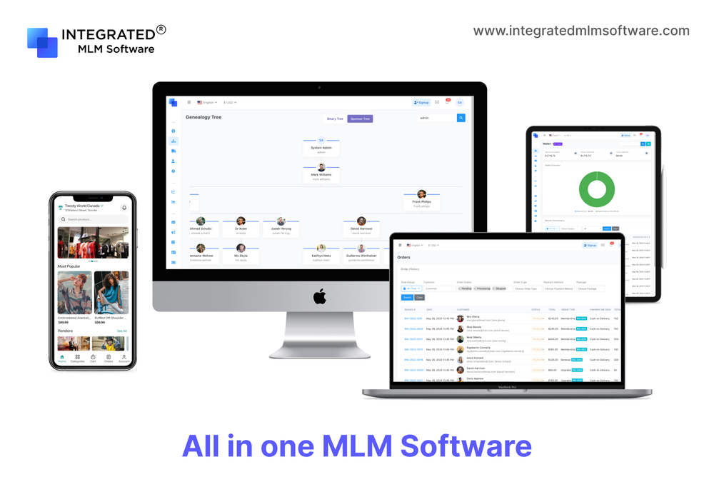 All-in-one MLM Software including Web, Android, and iOS platforms