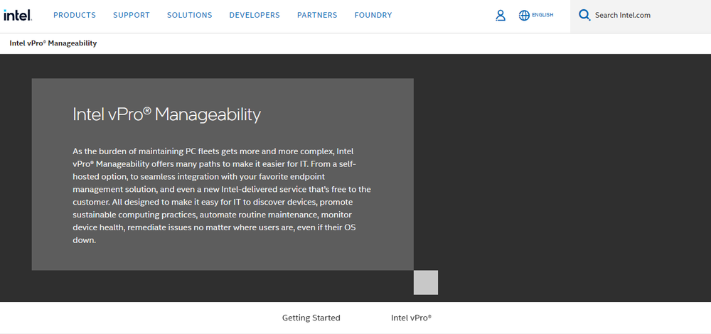 Intel vPro Manageability Screenshot 1