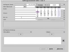 Auftragsassisten mit Kalender auf Seite 1