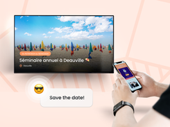 interface accessible on desktop, mobile, and reception screens (TV display)