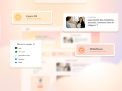 Intranet Inside interface  focus on four features (news, documents, quick access, HR communications)