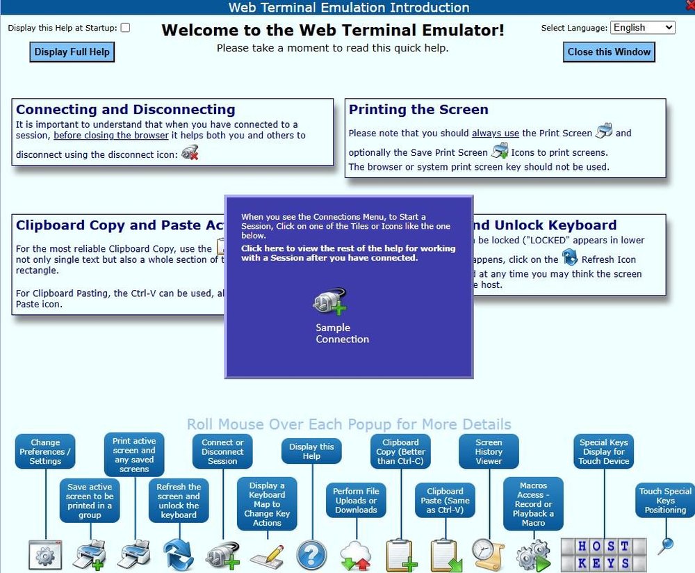 User Help Page- Choose Language