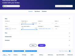 Stock screener page