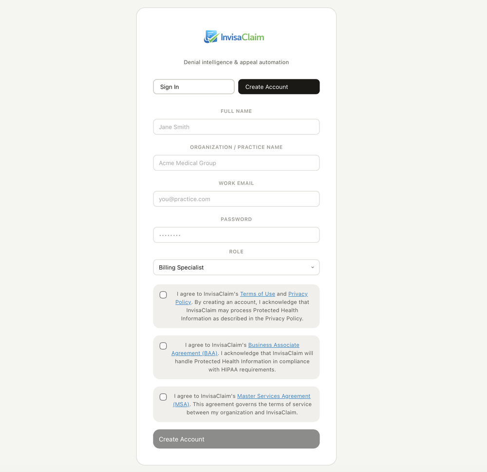Create Account