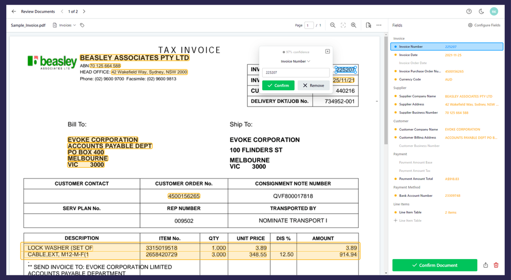 Affinda Invoice Extractor Screenshot 1