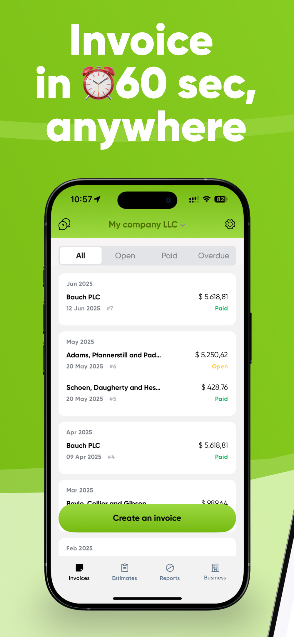 Invoice in 60 seconds, anywhere