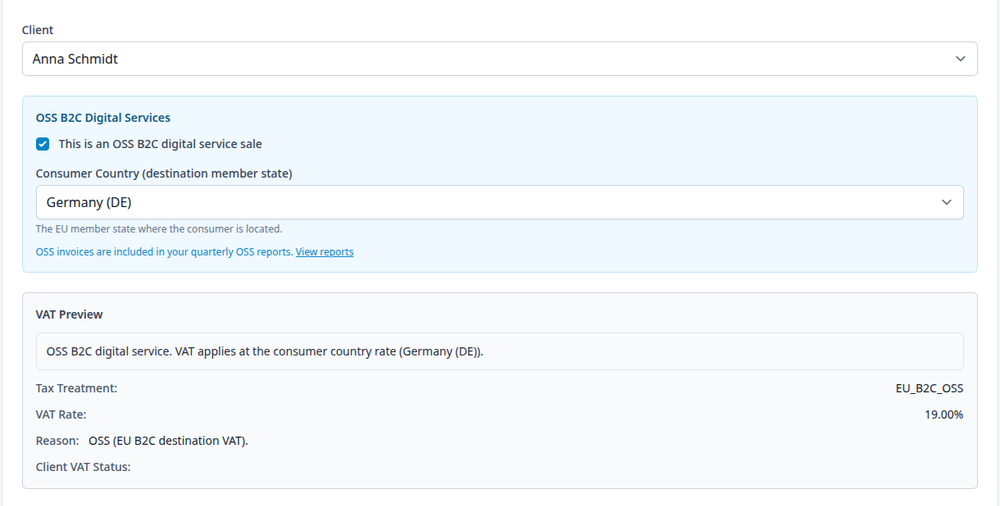 Selling digital services to EU consumers? Destination country VAT rates applied automatically.