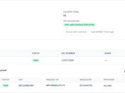 Automatic VAT number validation — verify EU clients via VIES before you invoice.