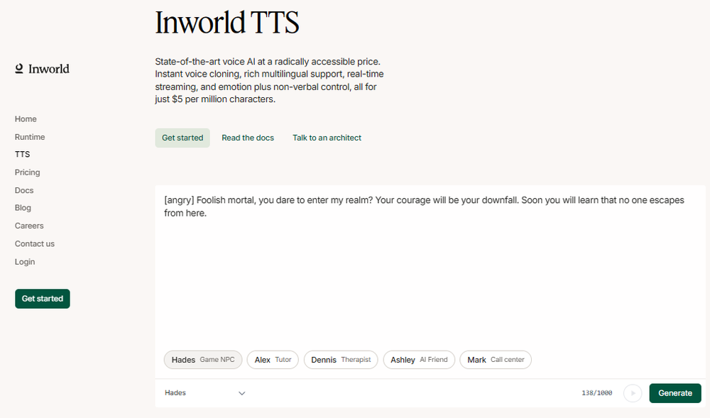 Inworld TTS Screenshot 1