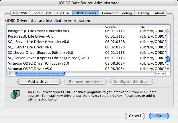 iodbc driver manager for mac os x openoffice