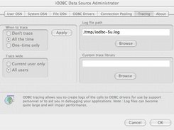MacOS X Administrator, tab for tracing ODBC calls to file