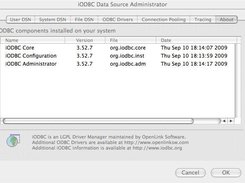 MacOS X Administrator, showing installed iODBC components