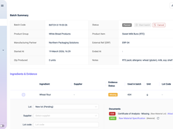 IONI tracks every COA expiry, sends renewal reminders, and flags out-of-spec ingredients before they reach production.