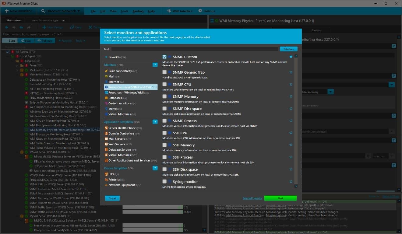 New Monitor wizard