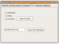 Sync from file added into program or previous backup tarball