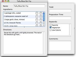 The recipe editor window