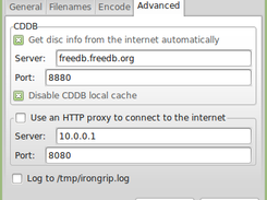 Advanced options (CDDB and proxy)