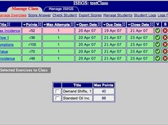 Exercise control panel showing active and inactive exercises