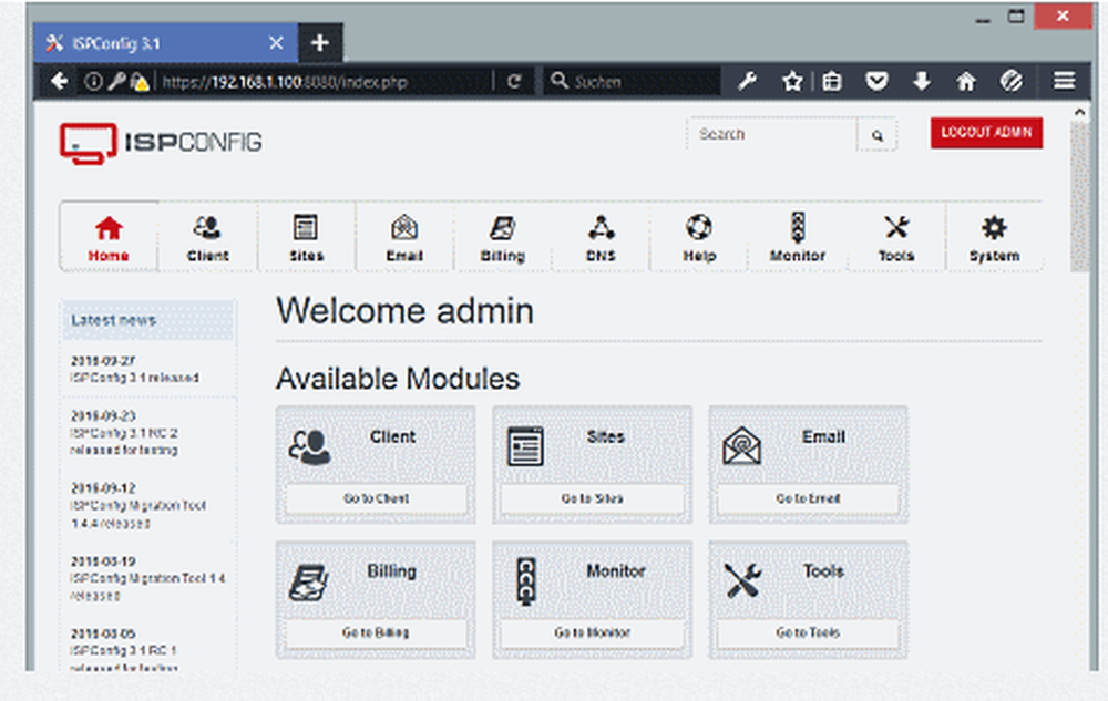 ISPConfig Screenshot 1