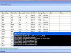 Player list database view with SystemLog screen