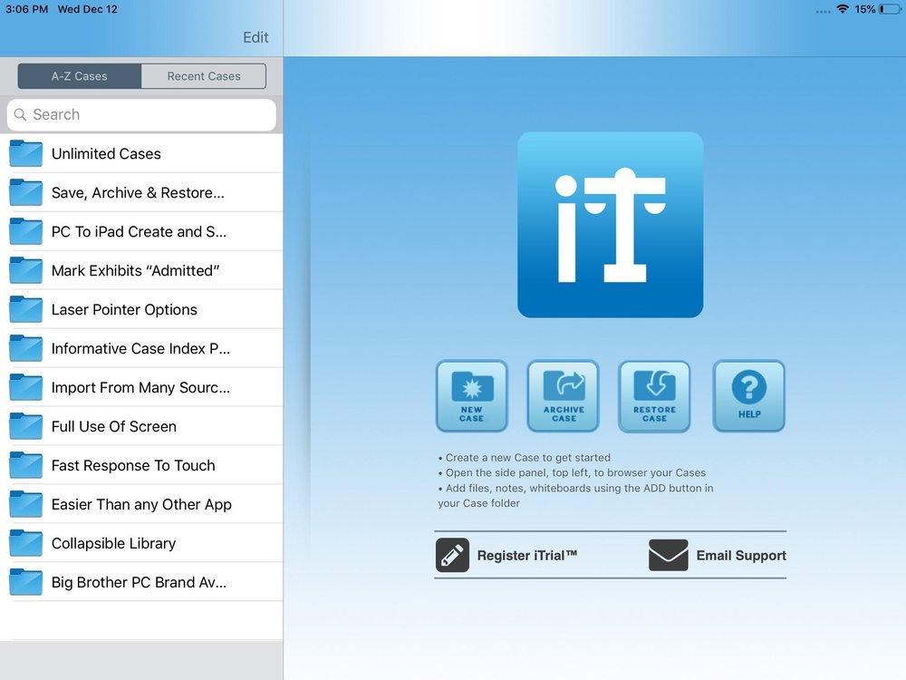 iTrial iPad Screenshot 1