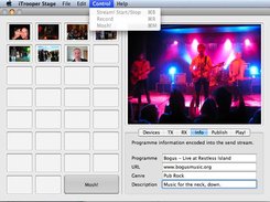 Stream! starts/stops the stream & MOSH! shuffles vid thumbs