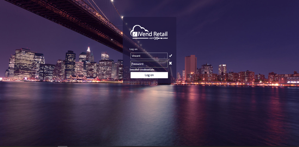 iVendRetail - Login Screen