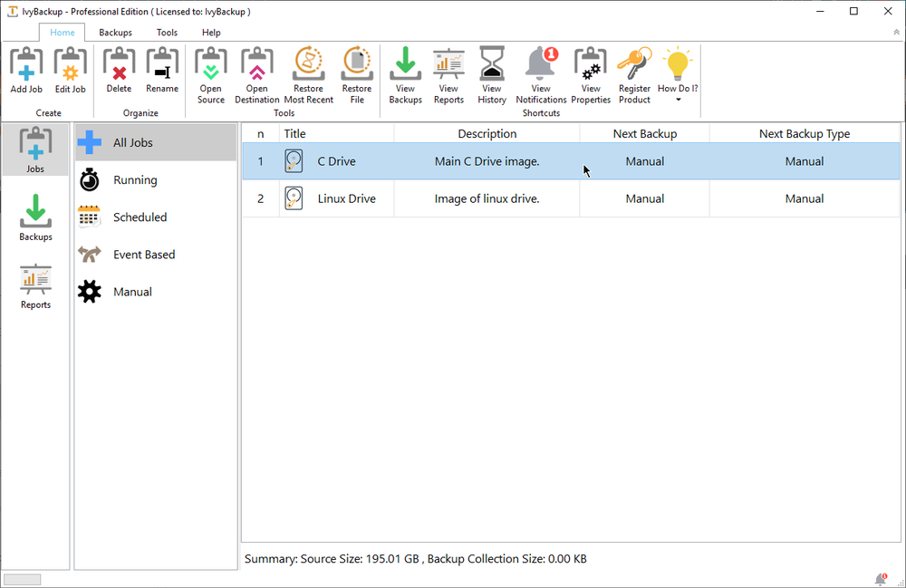 Manage Jobs View