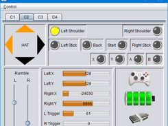 An Xbox 360 controller being polled, with rumble settings.