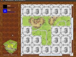 Some playing cards have already been put on the game board.