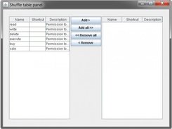 Example from the generic shuffle table panel