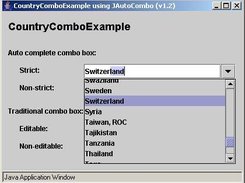 CountryComboExample using JAutoCombo