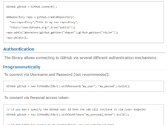 Java API for GitHub Screenshot 1