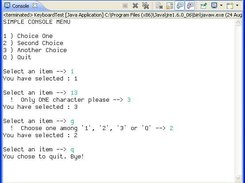 Using the charcater choice validator for a console menu