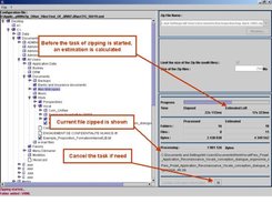 Running the zip task : details about estimation and cancel.