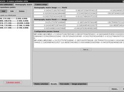 Homography matrix results window