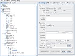 jCDBrowser tree and recording information