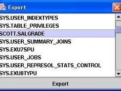 Export tool / Selection table to export.