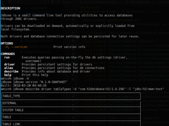 Jdbsee CLI help and metadata on zsh