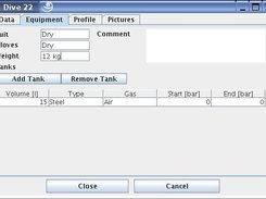Detail window, Tab with equipment