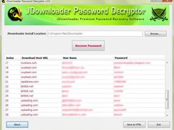 JDownloader Password Decryptor showing recovered