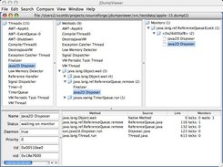 The main screen showing a thread dump from Apple Java 1.5.0