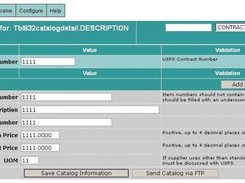 This is a sample catalog (EDI 832 transaction) screen.