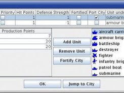City information and administration dialog.