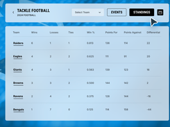 You can track game results and standings throughout your season. League or division standings will be automatically displayed on your events page.