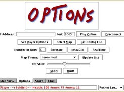 The options screen