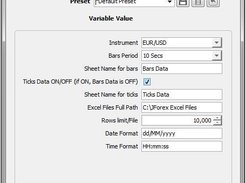 JForex2ExcelV2 Parameters Config