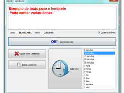 Janela de aviso de lembrete