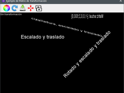 Ejemplo de salida 2D, transformaciones en texto